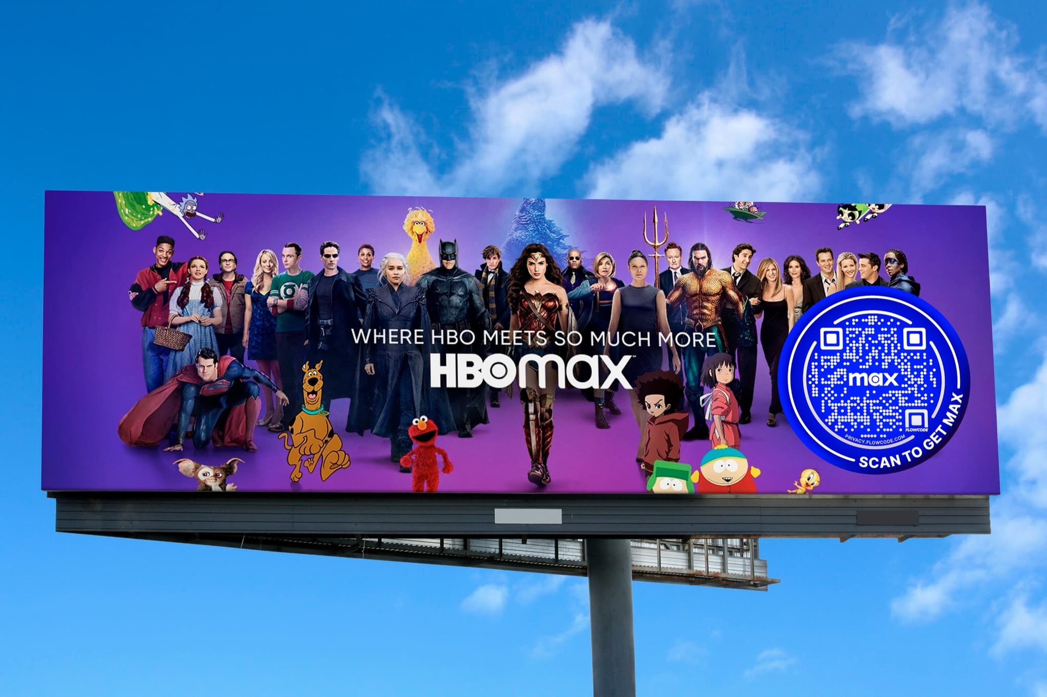 HBO Max billboard featuring Flowcode